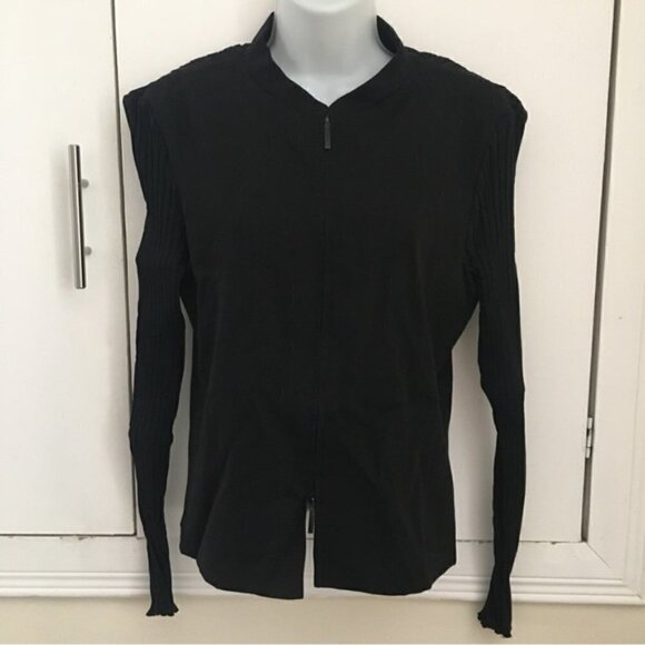 Annette Gortz Black Ruched Sleeves Double Zip Light Jacket Sz EU 36 - Picture 2 of 10